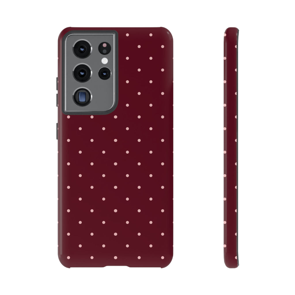 Burgundy Red & Pink Polka Dot Phone Case