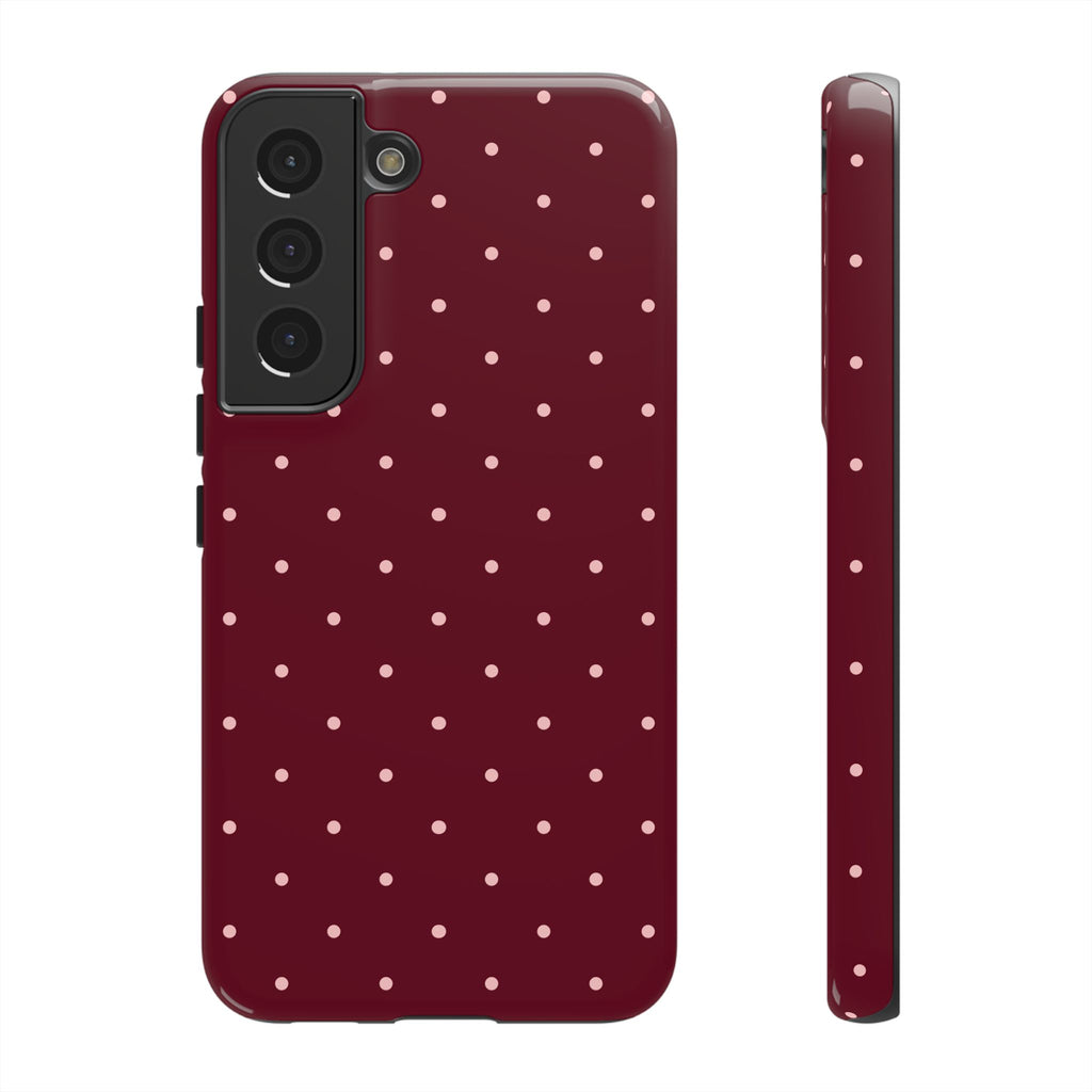 Burgundy Red & Pink Polka Dot Phone Case