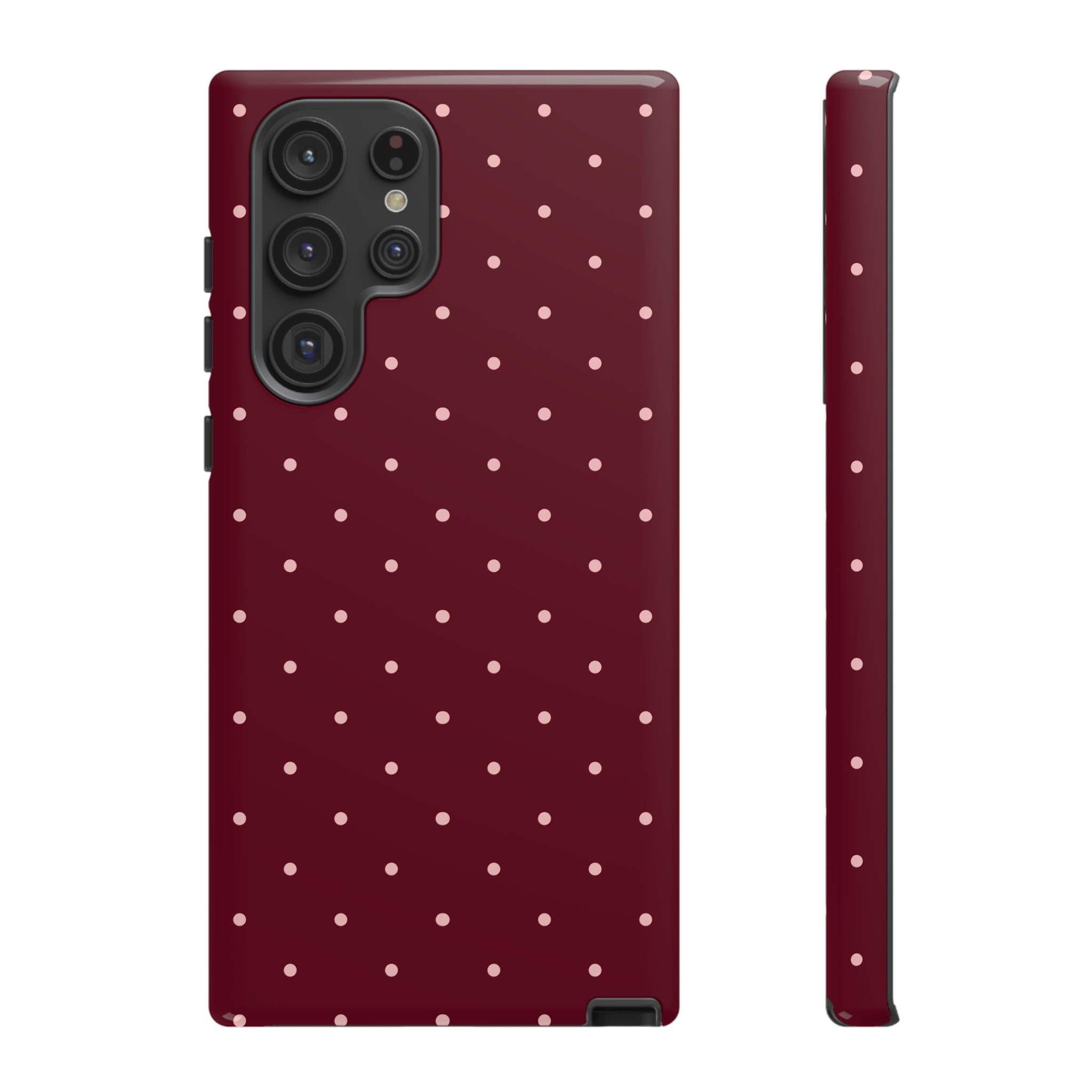 Burgundy Red & Pink Polka Dot Phone Case