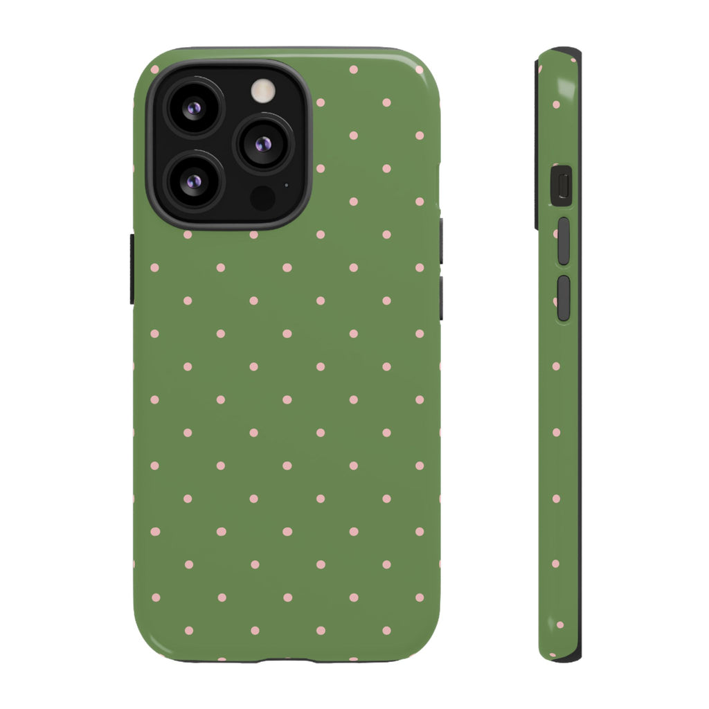 Matcha Green & Pink Polka Dot Phone Case