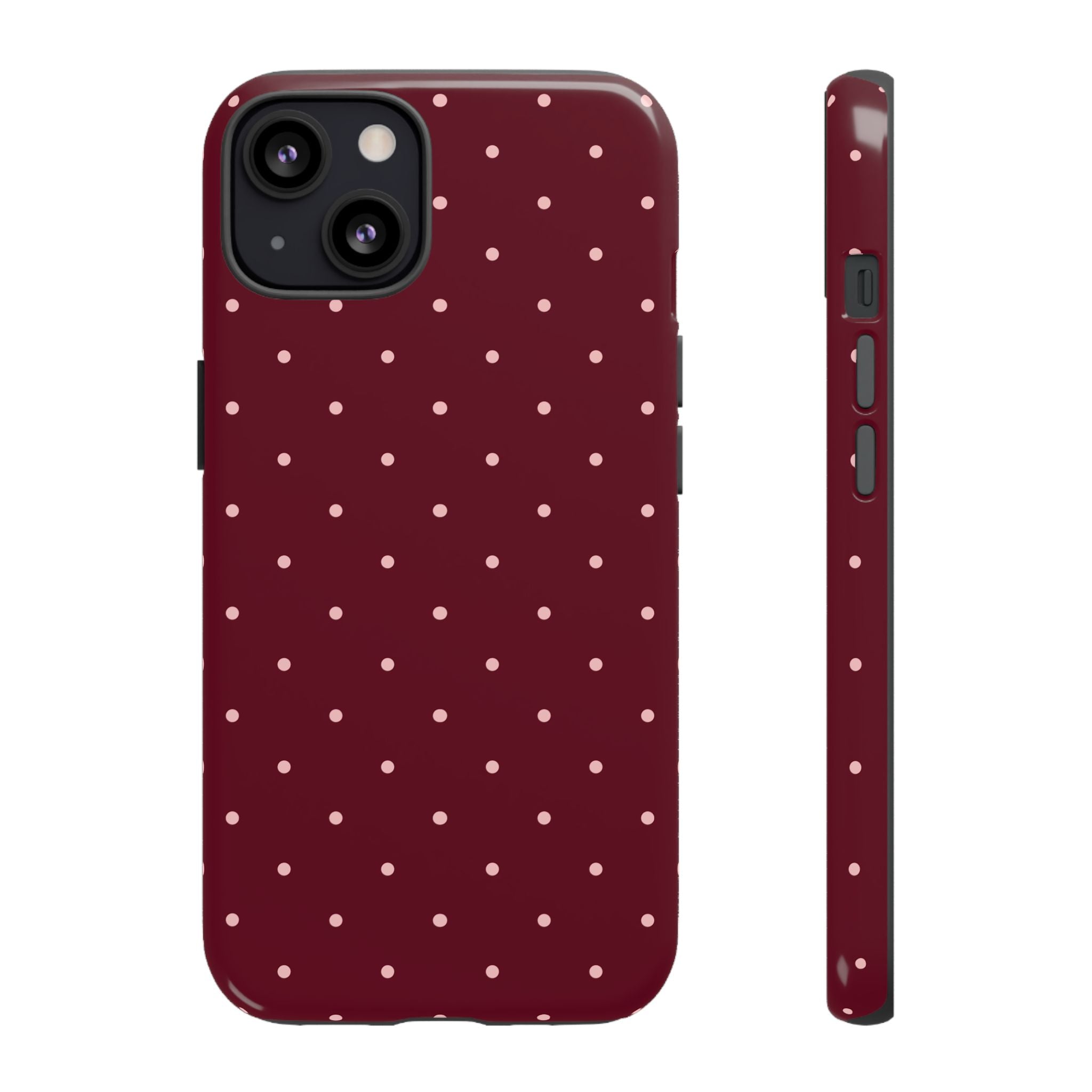 Burgundy Red & Pink Polka Dot Phone Case