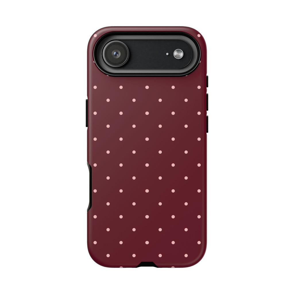 Burgundy Red & Pink Polka Dot Phone Case