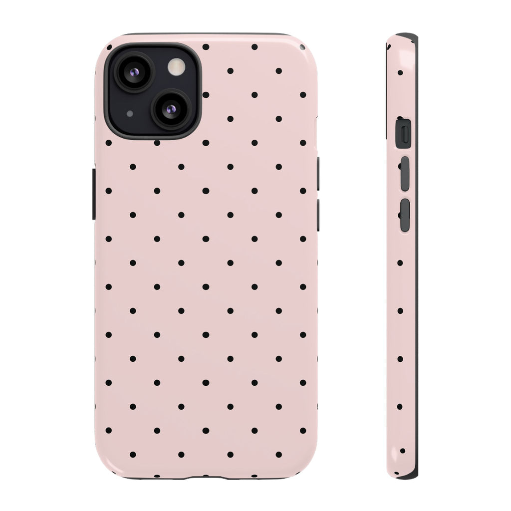 Baby Pink & Black Polka Dot Phone Case