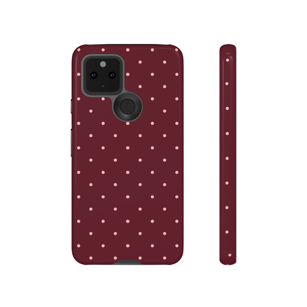 Burgundy Red & Pink Polka Dot Phone Case