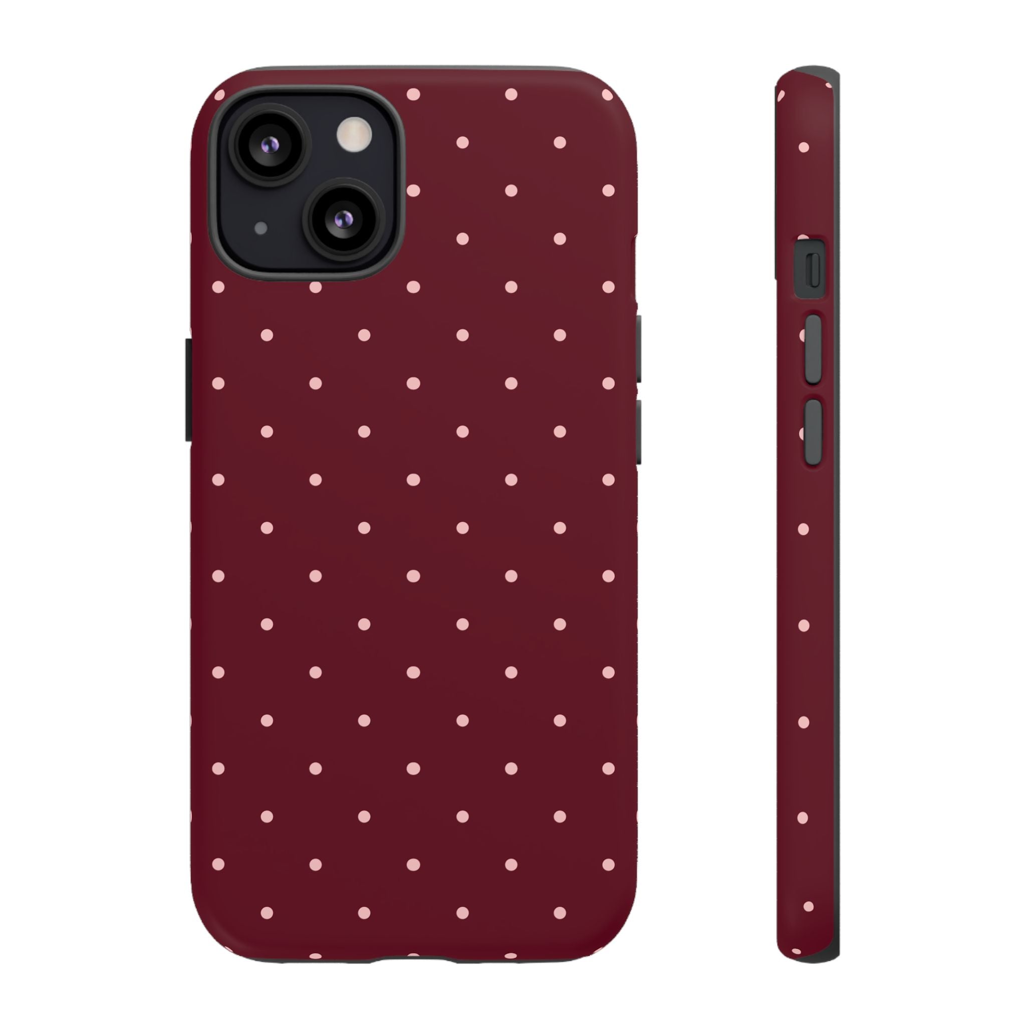 Burgundy Red & Pink Polka Dot Phone Case