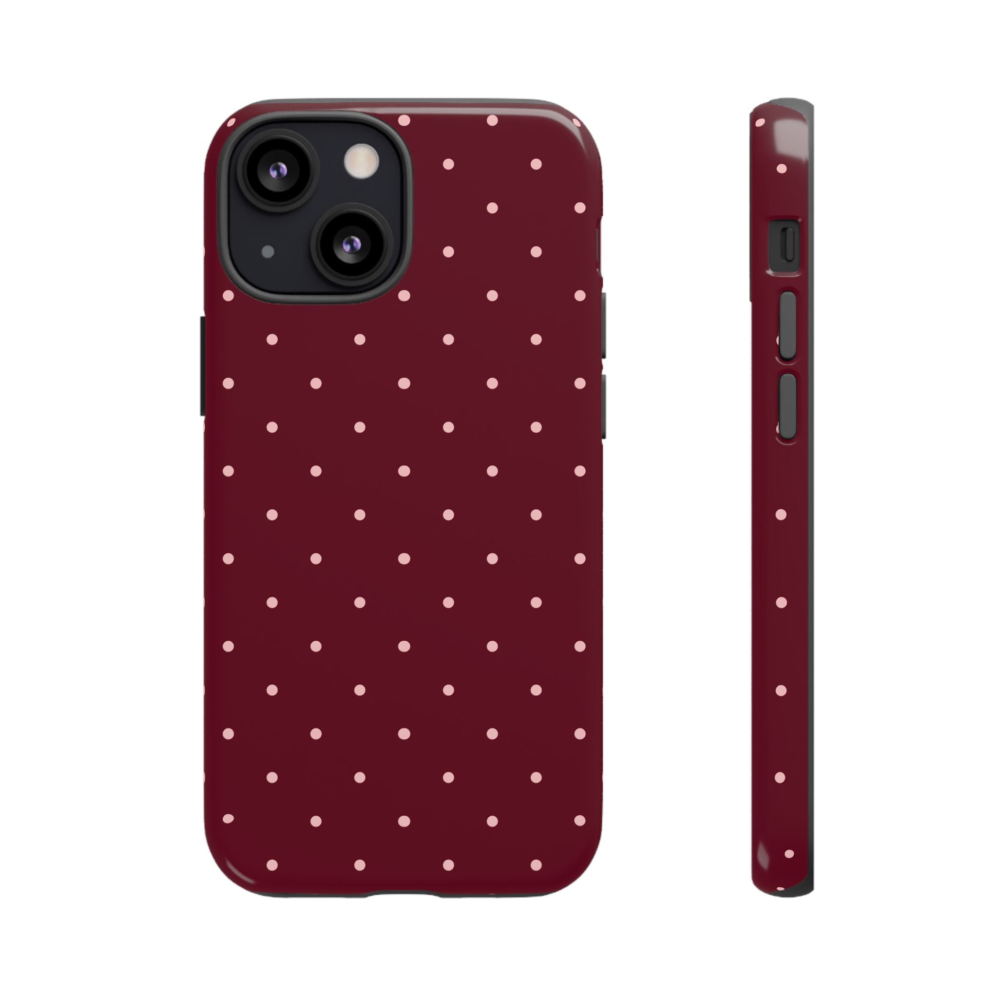 Burgundy Red & Pink Polka Dot Phone Case