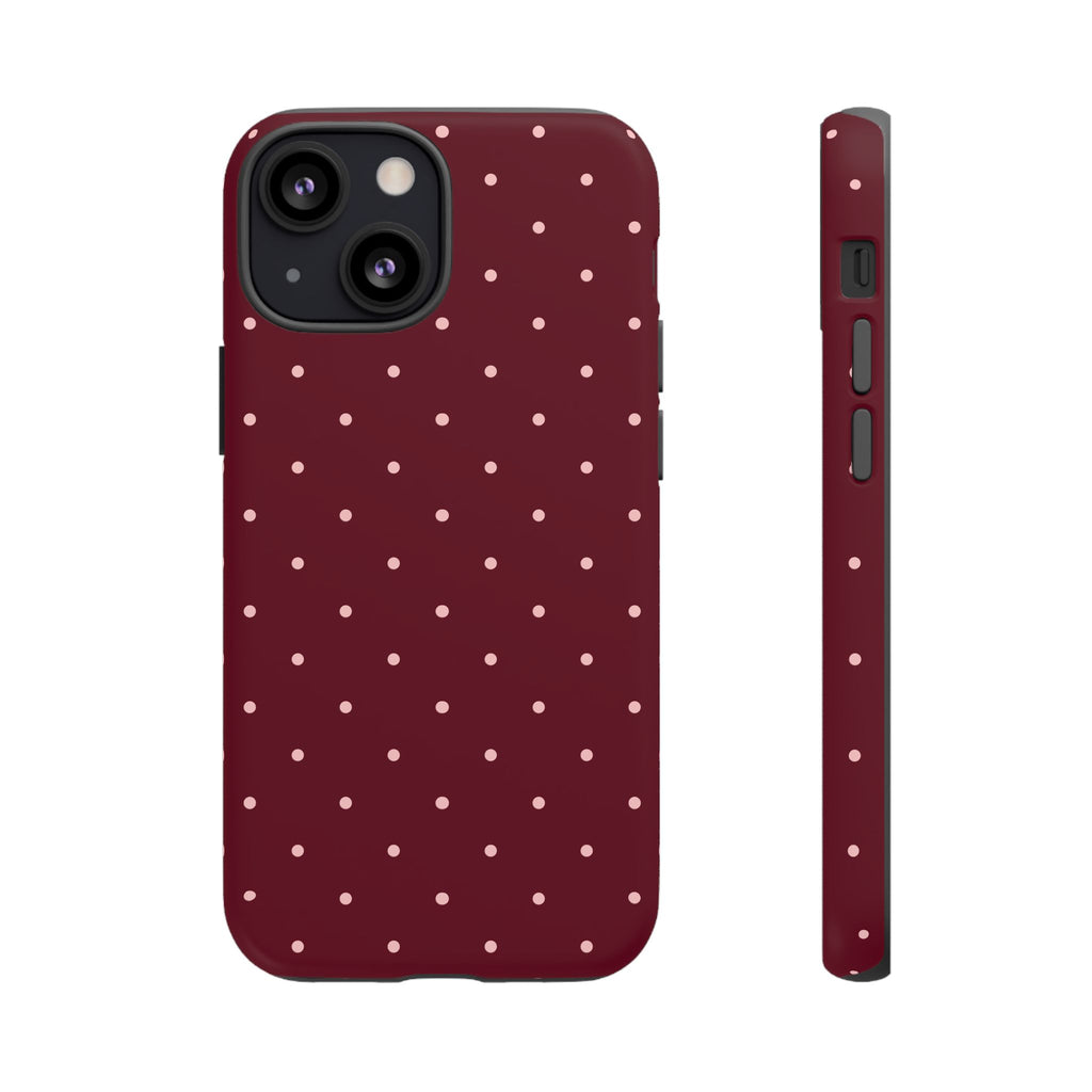 Burgundy Red & Pink Polka Dot Phone Case