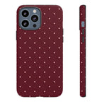 Burgundy Red & Pink Polka Dot Phone Case