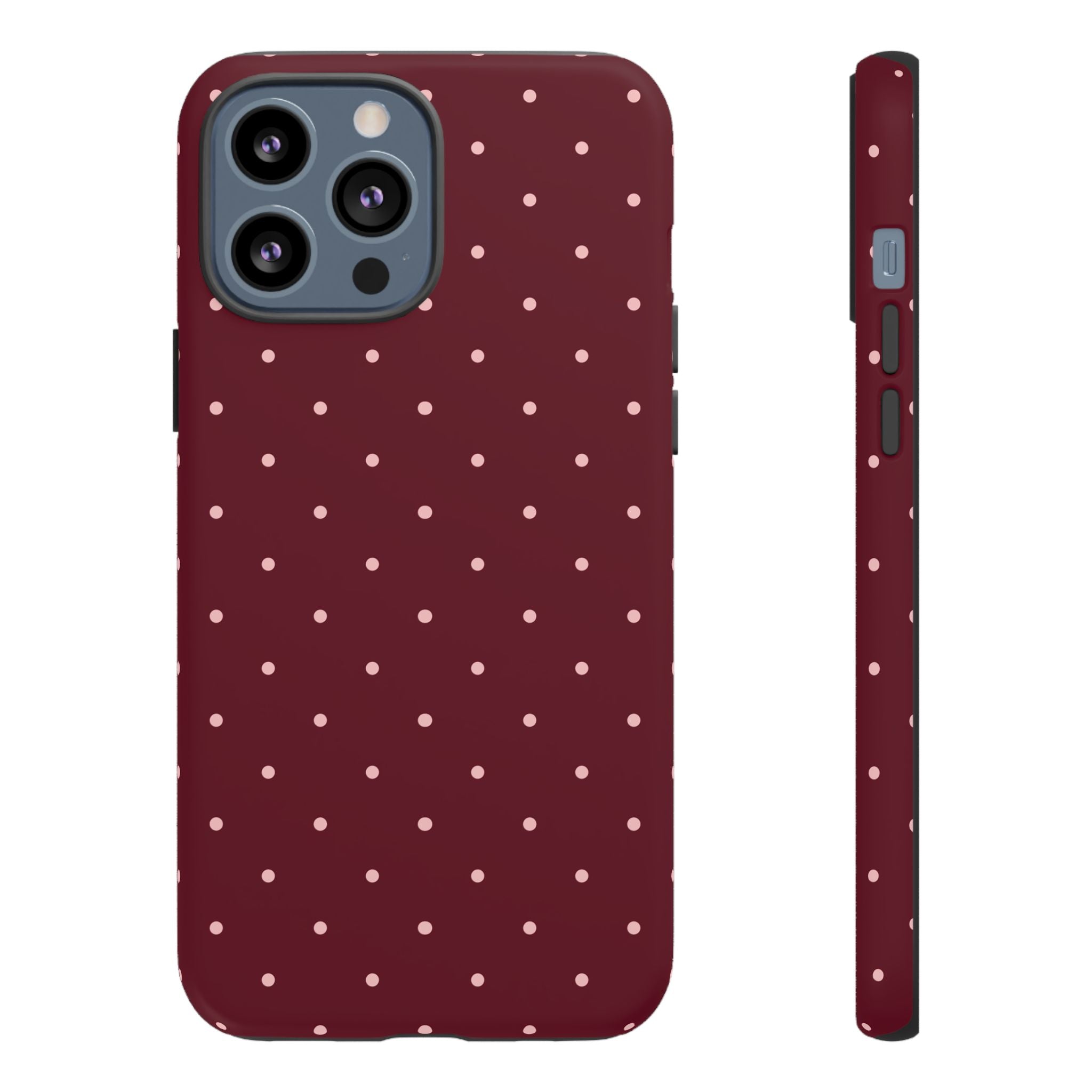 Burgundy Red & Pink Polka Dot Phone Case