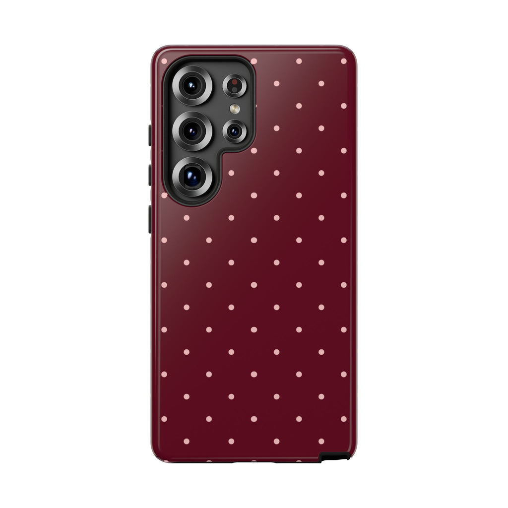 Burgundy Red & Pink Polka Dot Phone Case