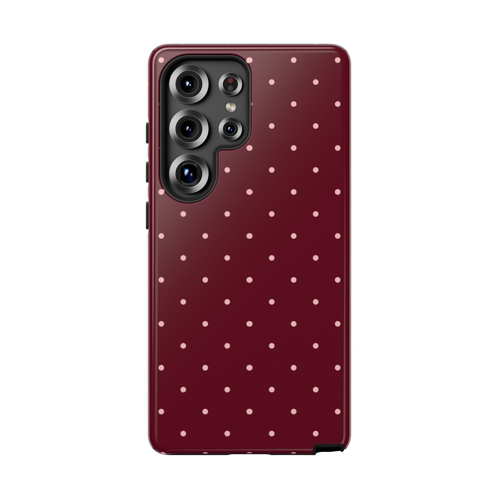 Burgundy Red & Pink Polka Dot Phone Case