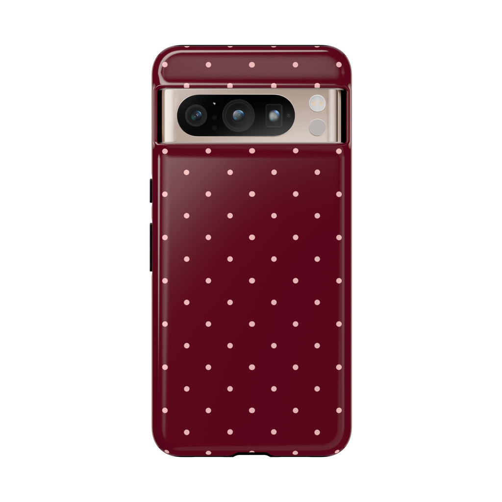 Burgundy Red & Pink Polka Dot Phone Case