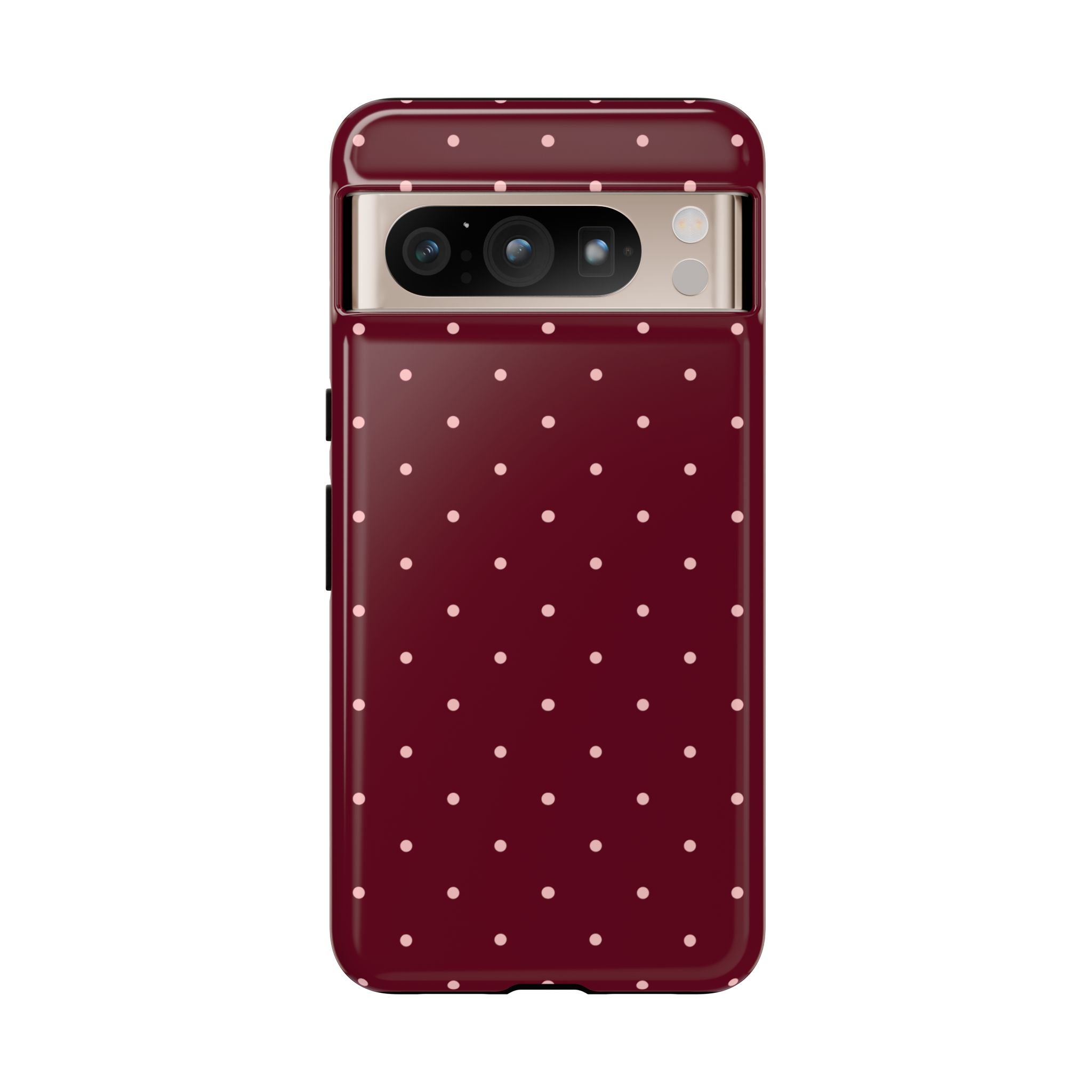 Burgundy Red & Pink Polka Dot Phone Case