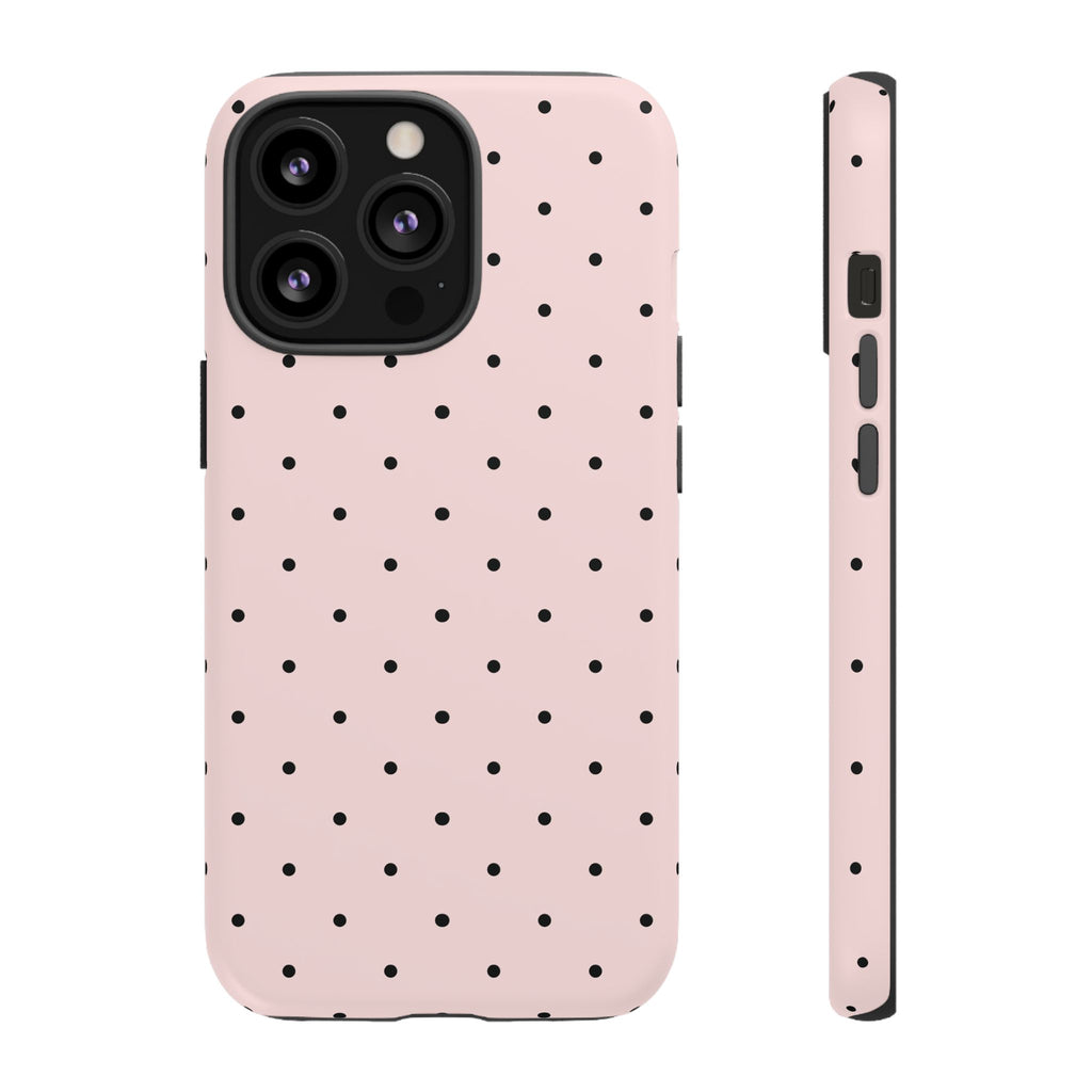 Baby Pink & Black Polka Dot Phone Case