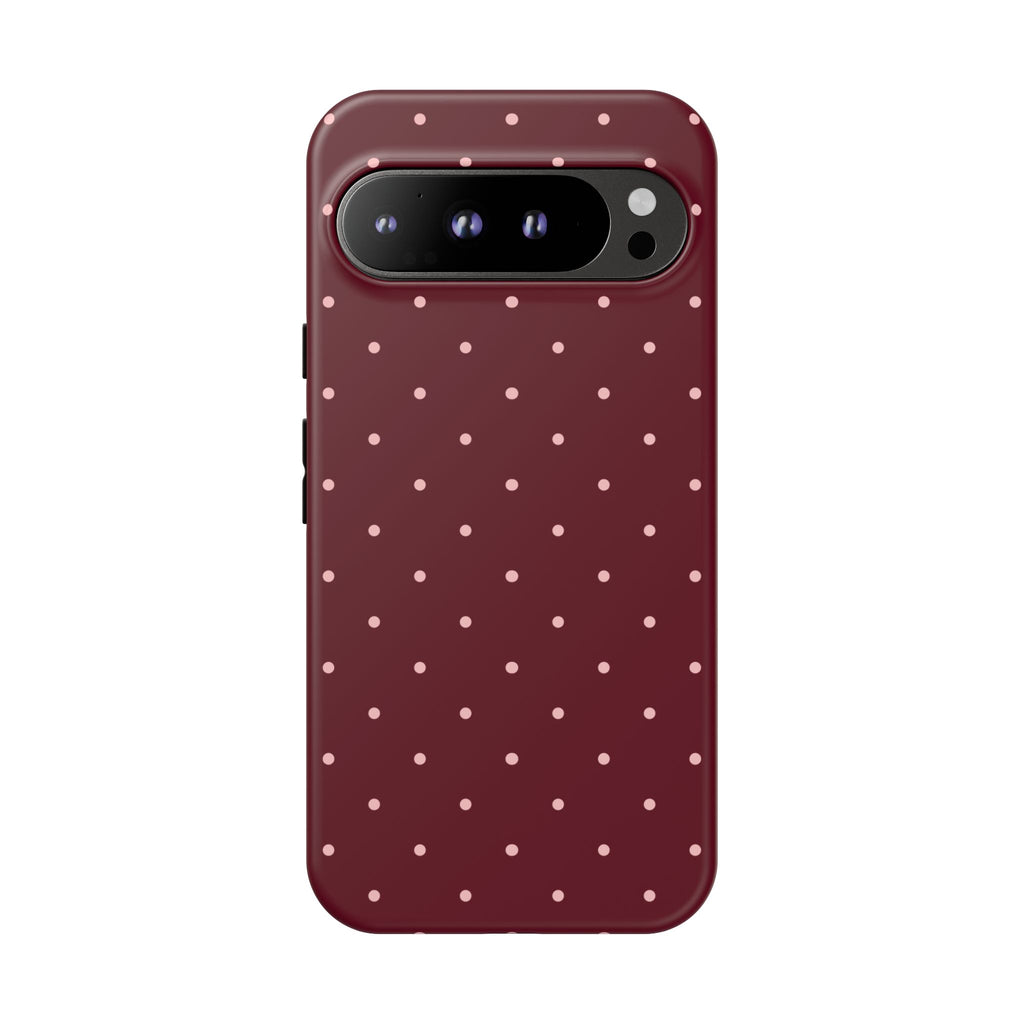 Burgundy Red & Pink Polka Dot Phone Case
