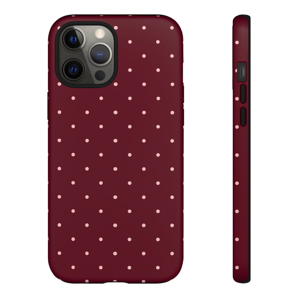 Burgundy Red & Pink Polka Dot Phone Case