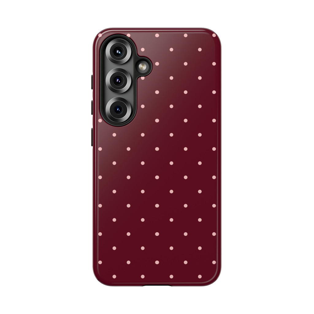 Burgundy Red & Pink Polka Dot Phone Case