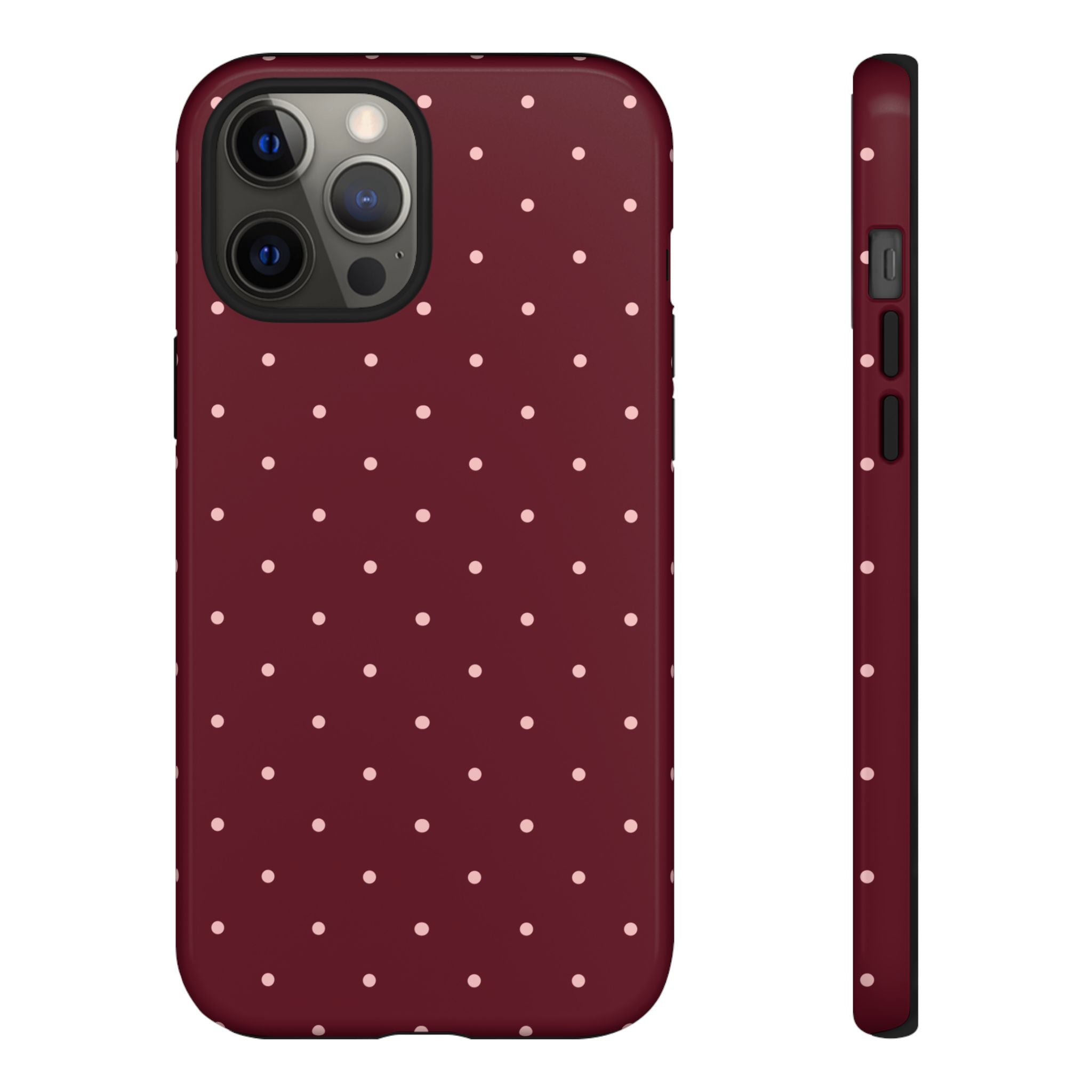 Burgundy Red & Pink Polka Dot Phone Case