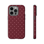 Burgundy Red & Pink Polka Dot Phone Case