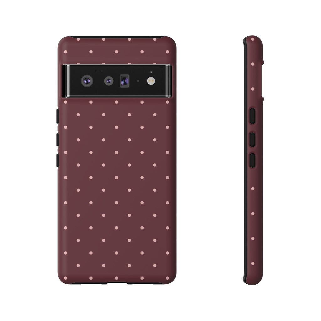 Burgundy Red & Pink Polka Dot Phone Case
