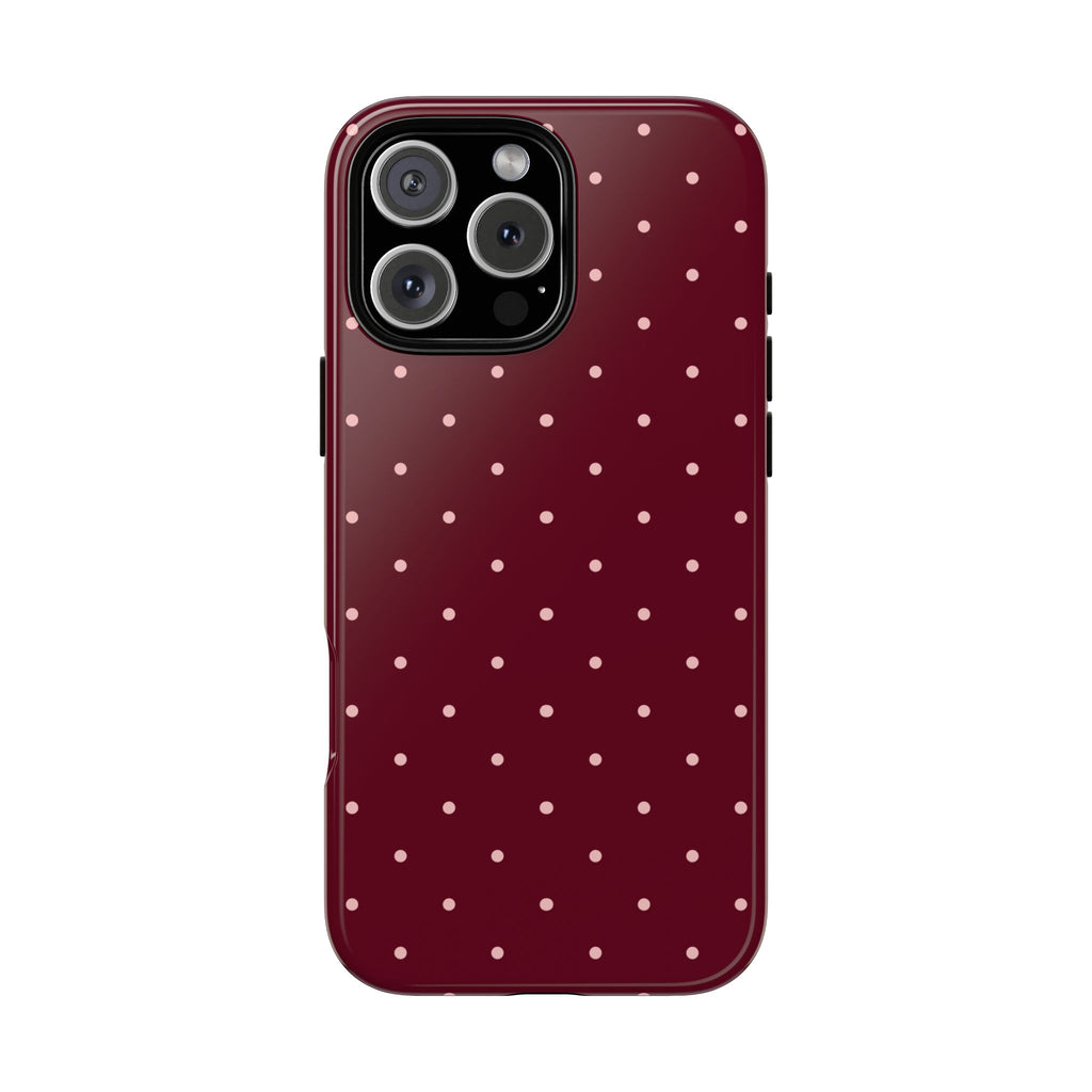 Burgundy Red & Pink Polka Dot Phone Case