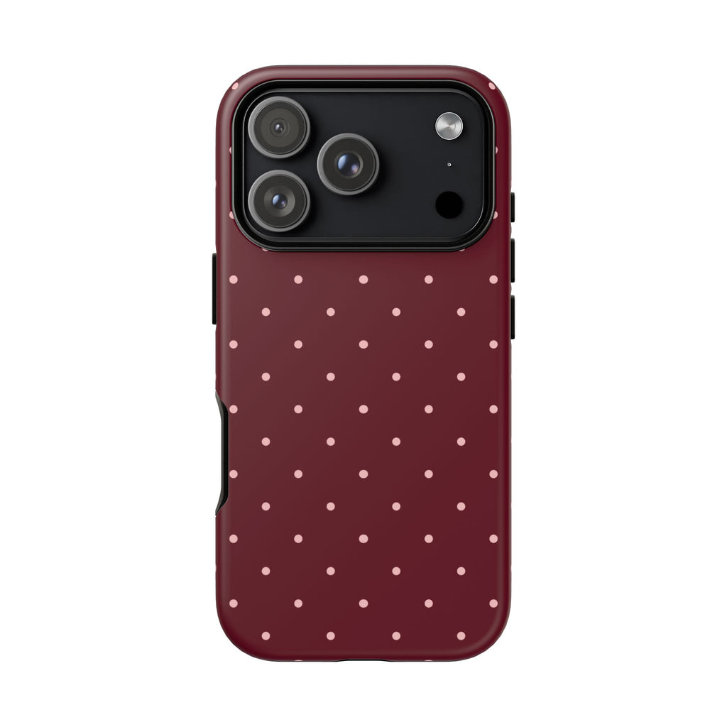Burgundy Red & Pink Polka Dot Phone Case