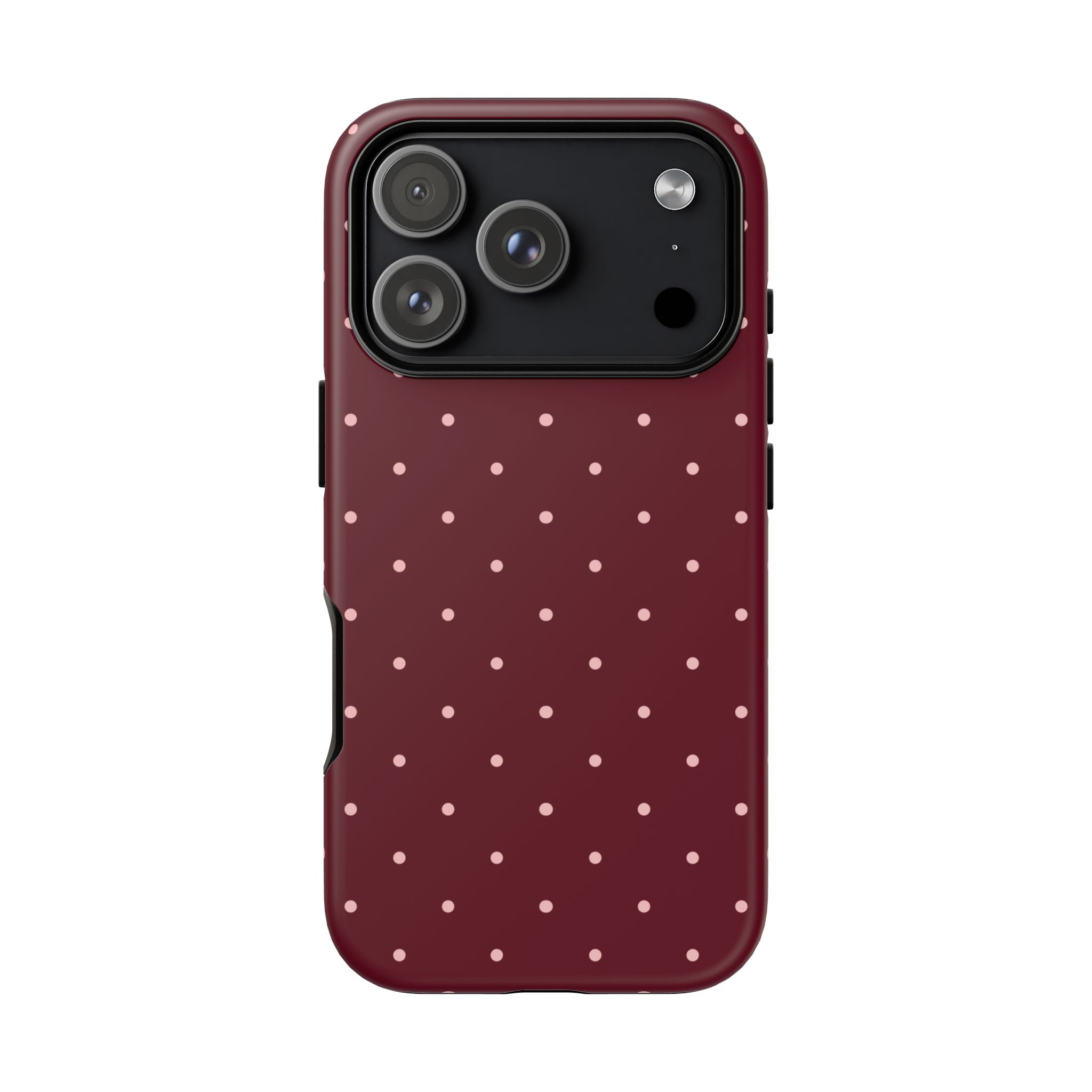Burgundy Red & Pink Polka Dot Phone Case