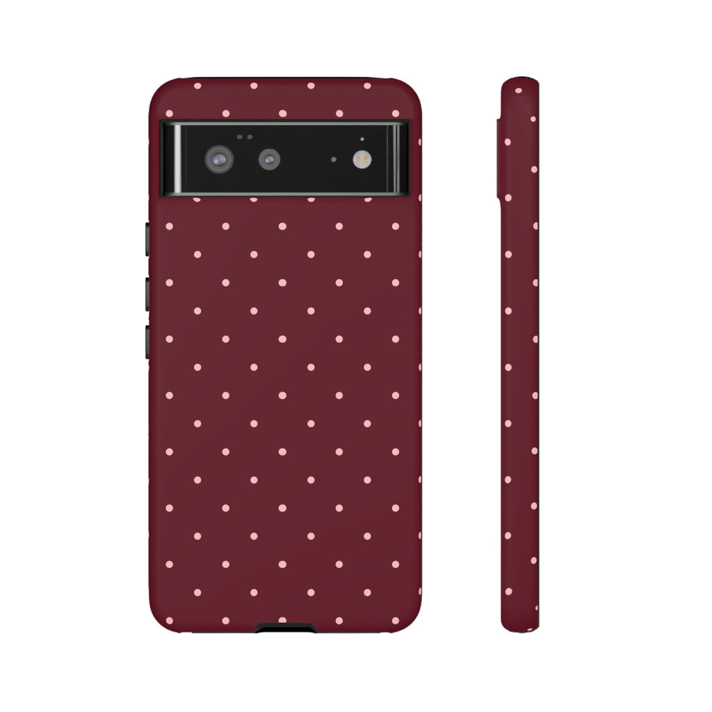 Burgundy Red & Pink Polka Dot Phone Case