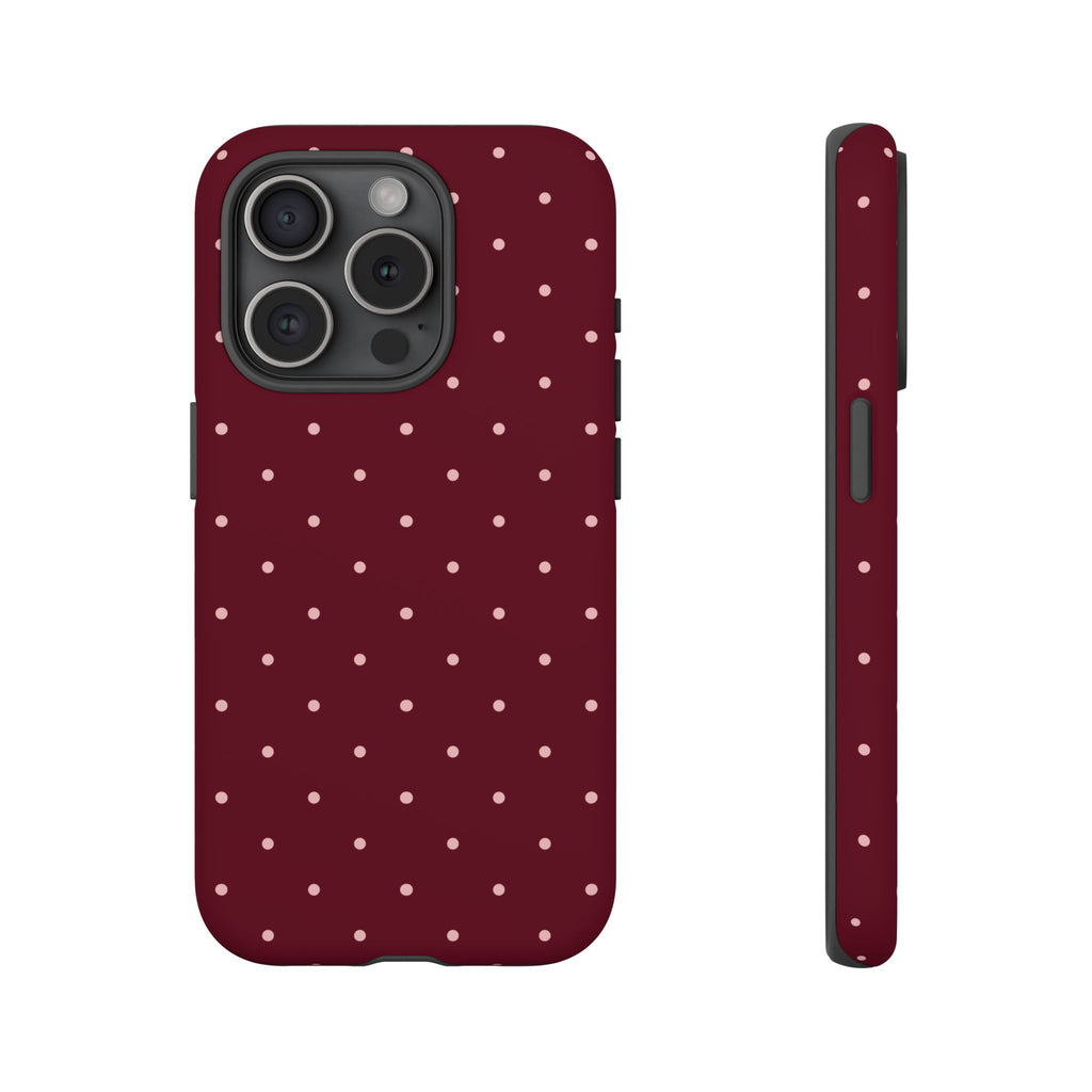 Burgundy Red & Pink Polka Dot Phone Case