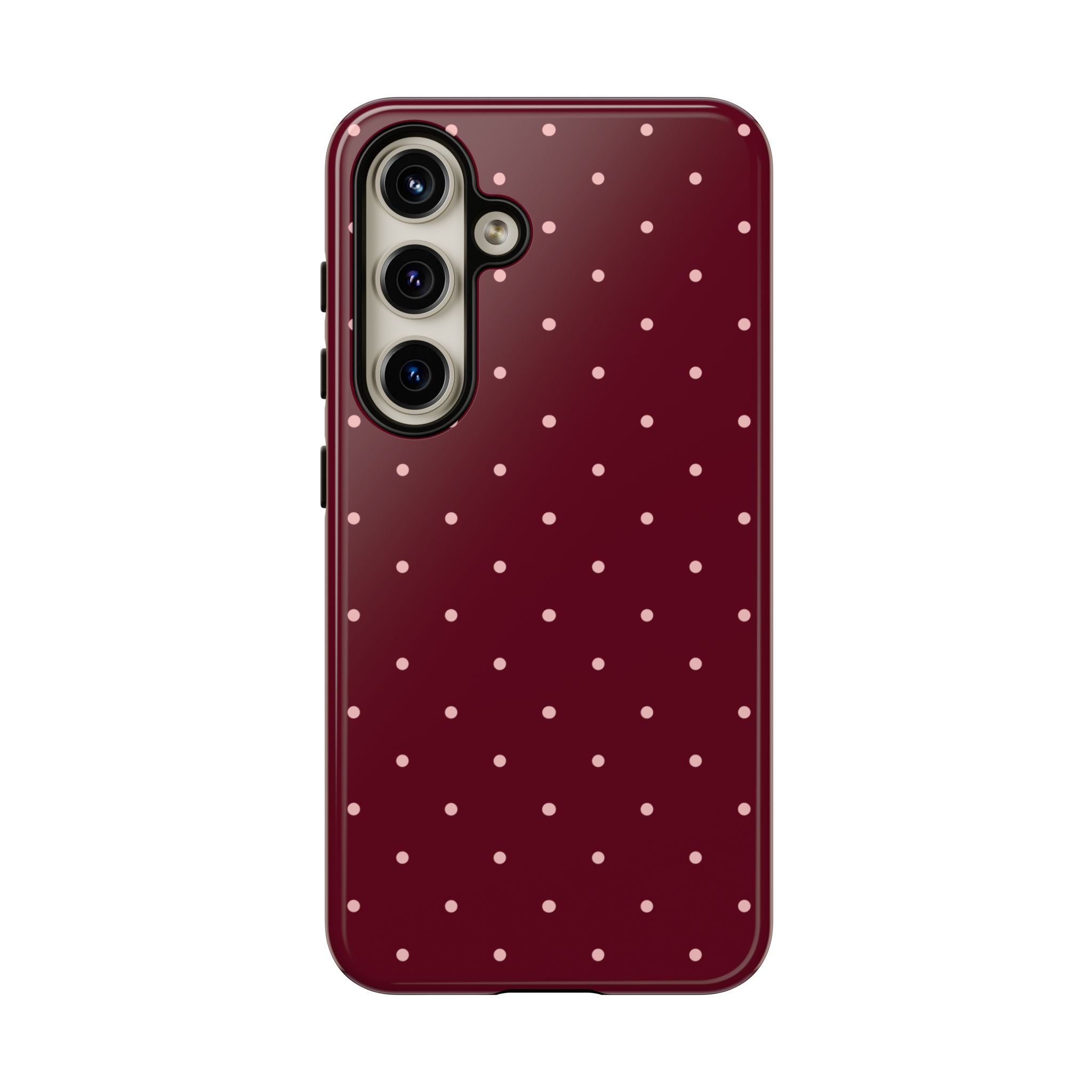 Burgundy Red & Pink Polka Dot Phone Case