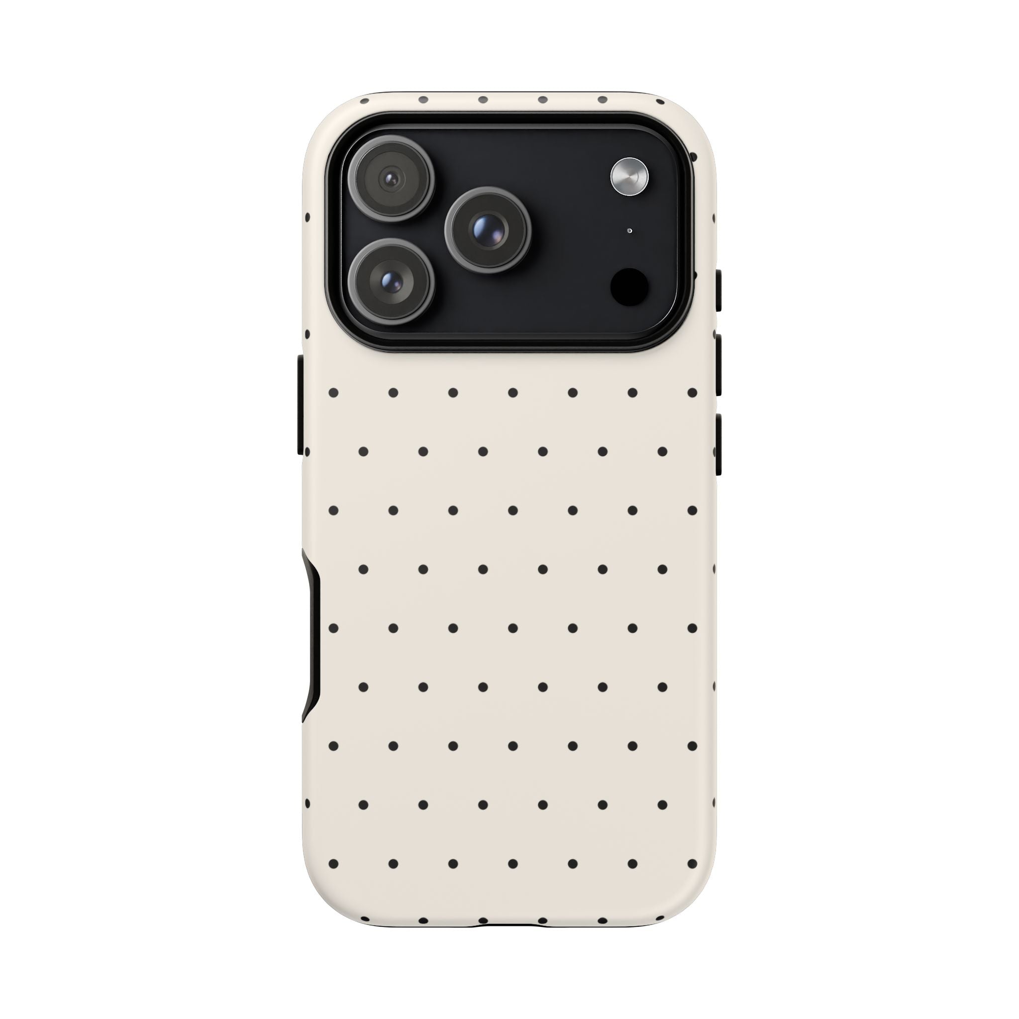 Cream White & Black Polka Dot Phone Case