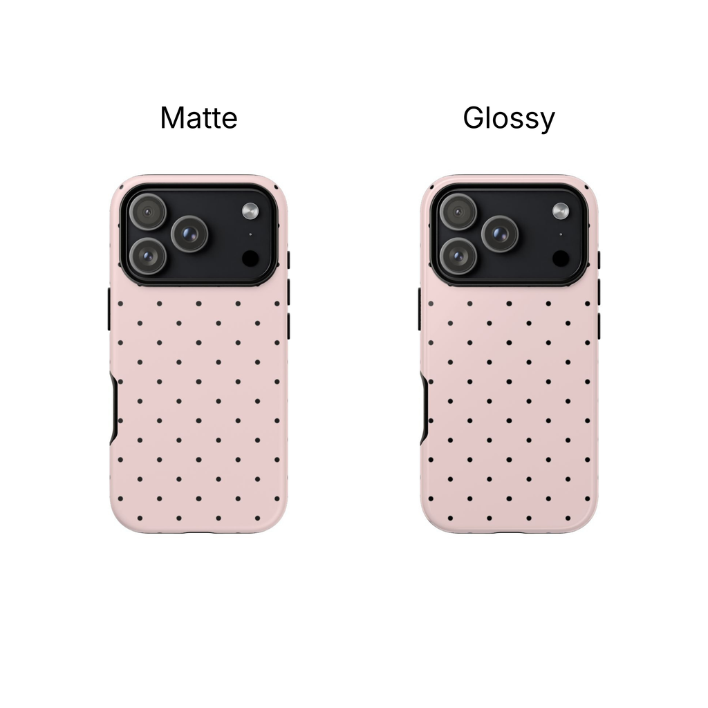 Baby Pink & Black Polka Dot Phone Case