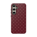 Burgundy Red & Pink Polka Dot Phone Case