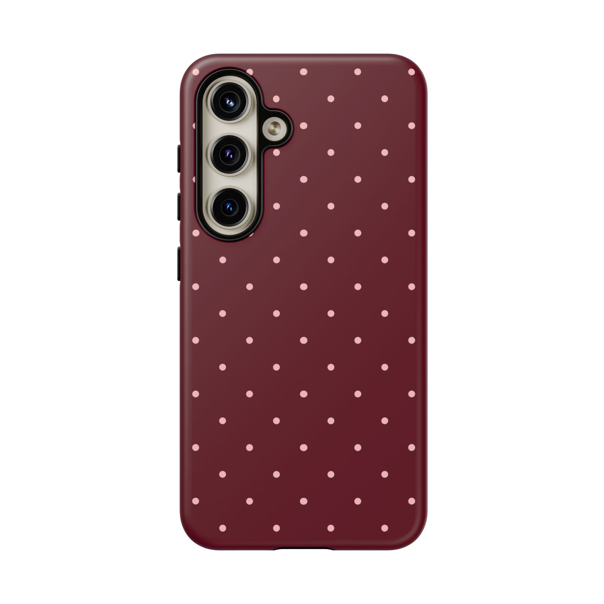 Burgundy Red & Pink Polka Dot Phone Case