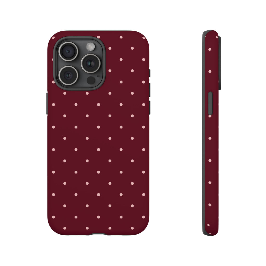 Burgundy Red & Pink Polka Dot Phone Case