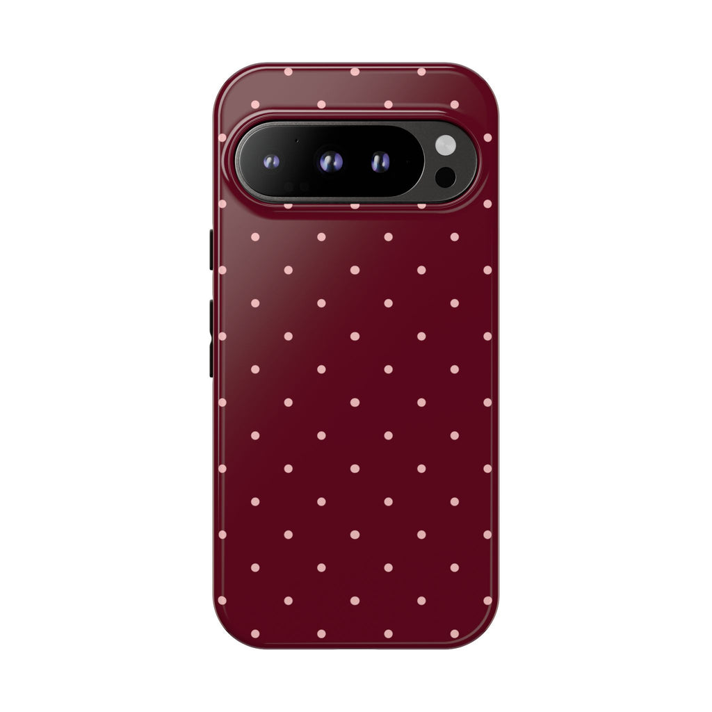 Burgundy Red & Pink Polka Dot Phone Case