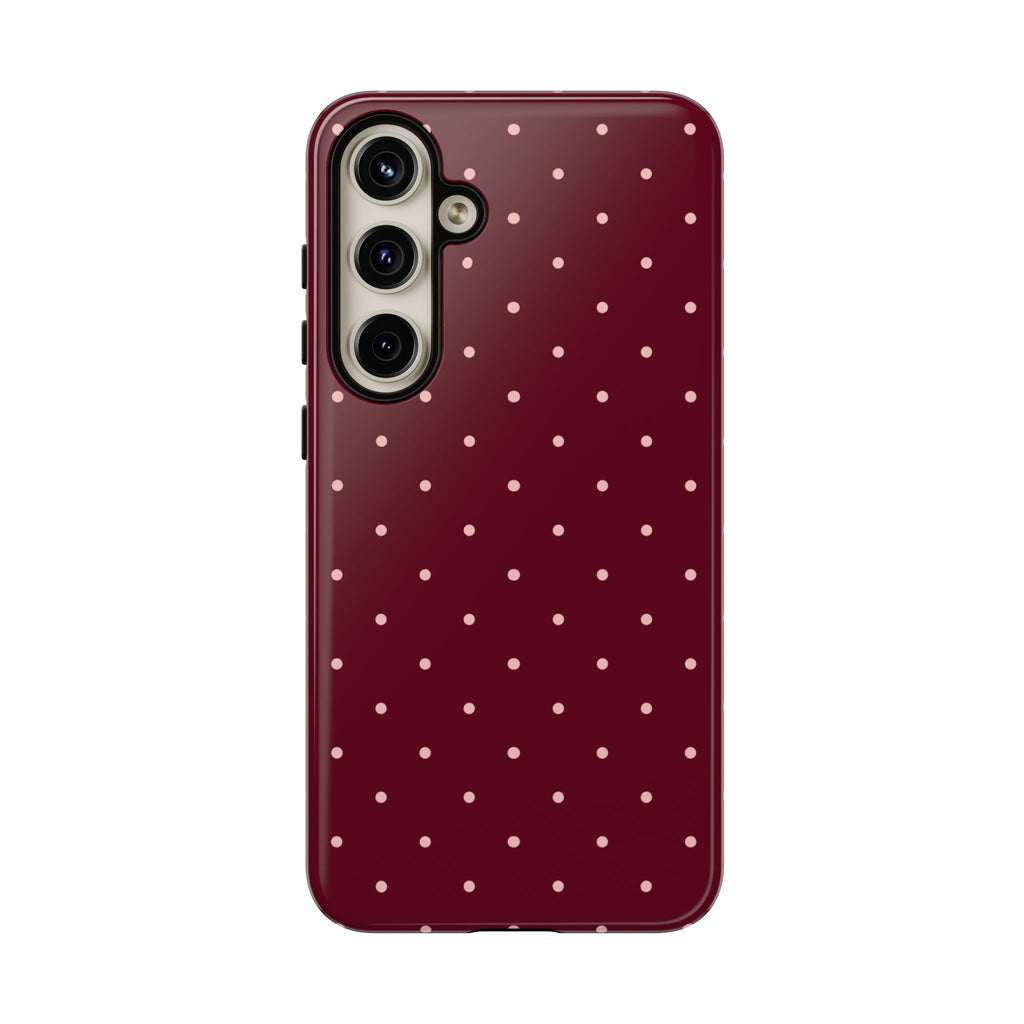 Burgundy Red & Pink Polka Dot Phone Case