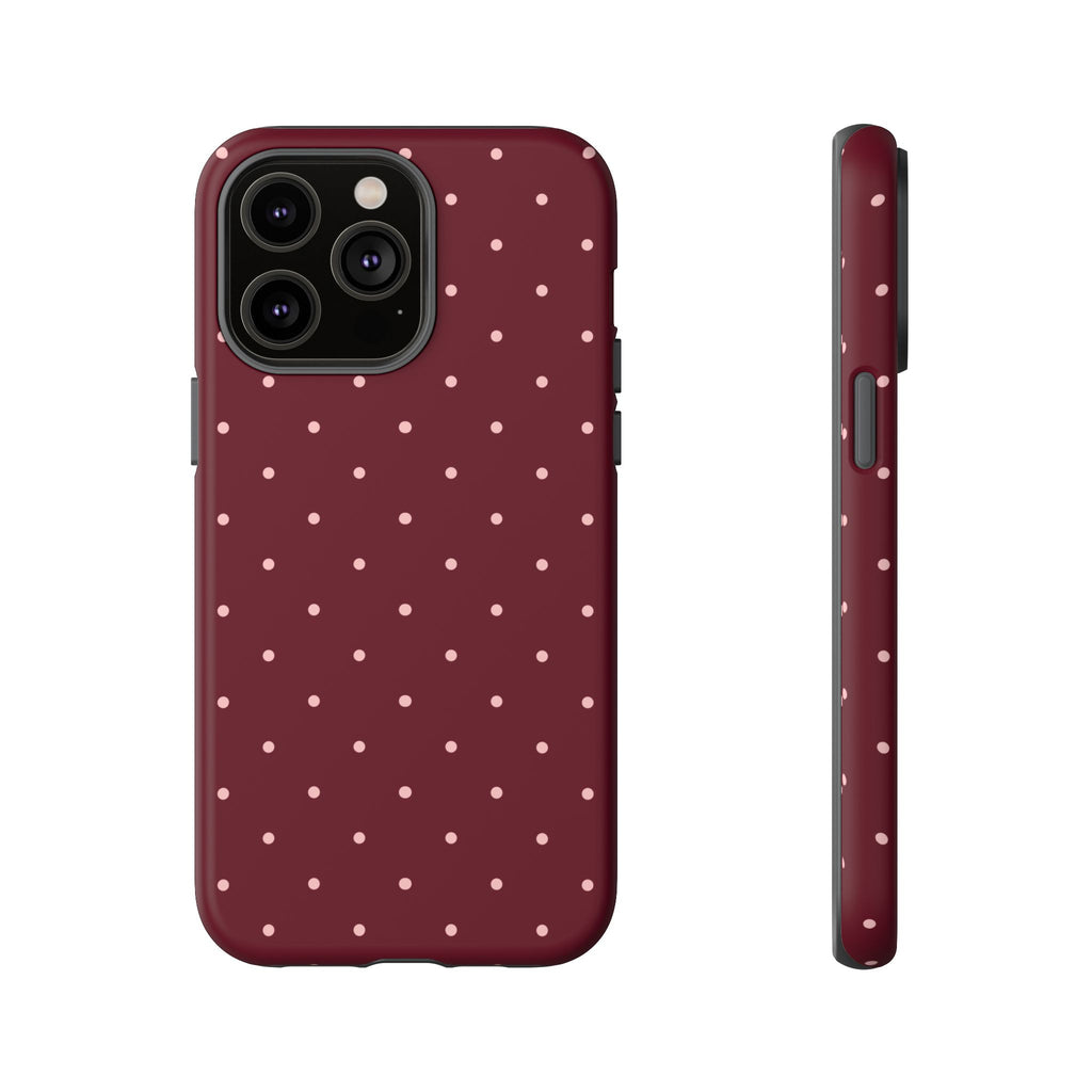 Burgundy Red & Pink Polka Dot Phone Case