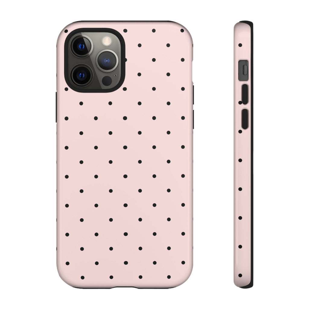 Baby Pink & Black Polka Dot Phone Case