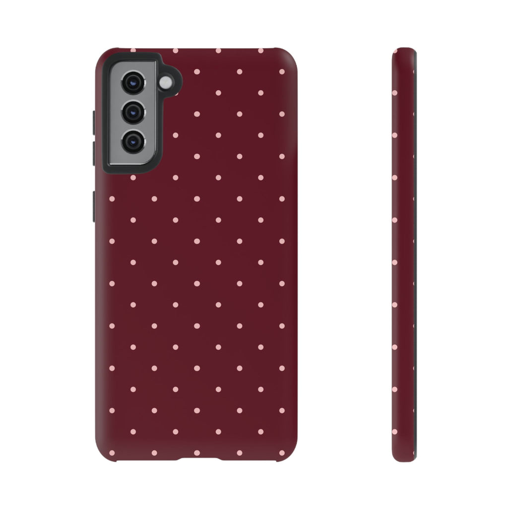 Burgundy Red & Pink Polka Dot Phone Case