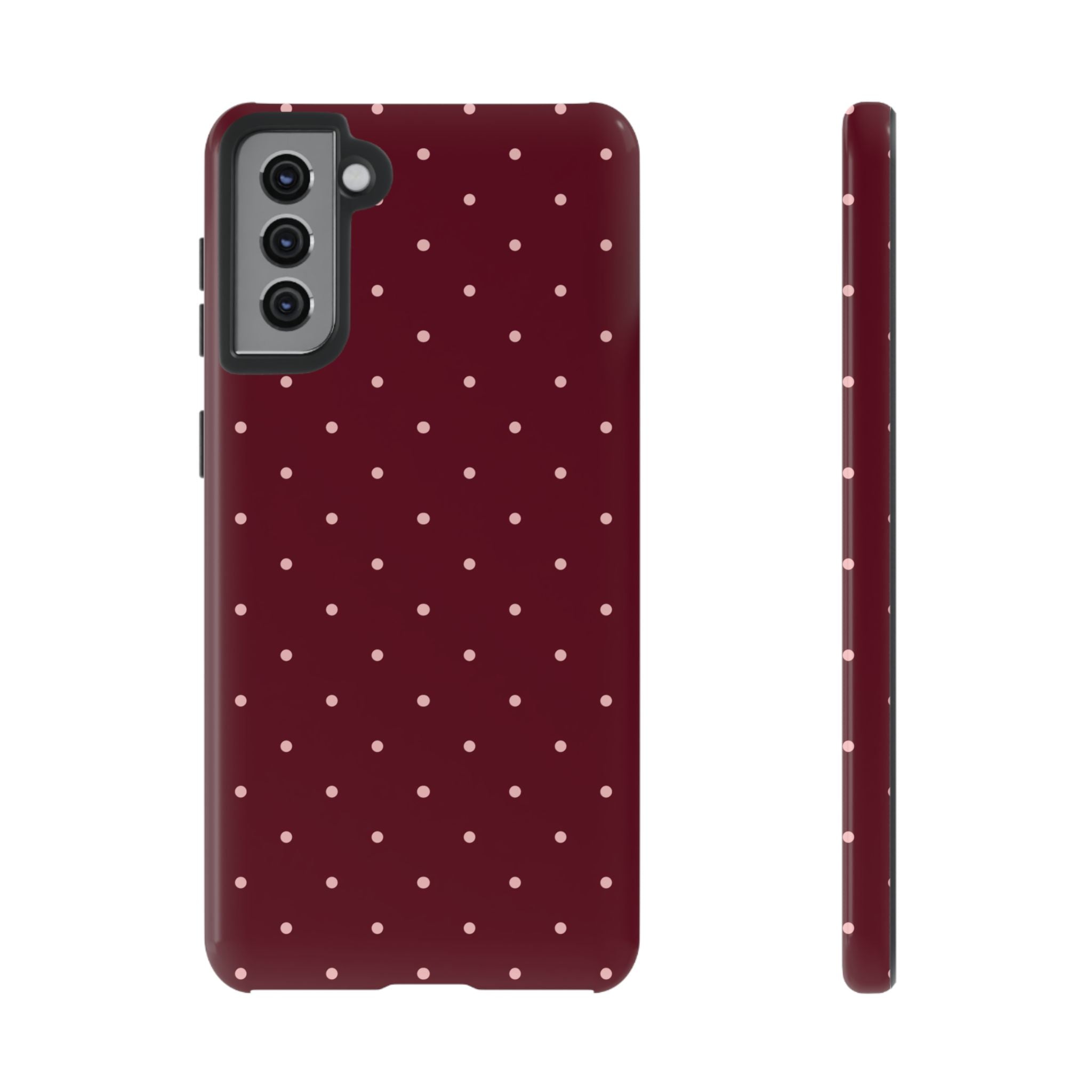 Burgundy Red & Pink Polka Dot Phone Case