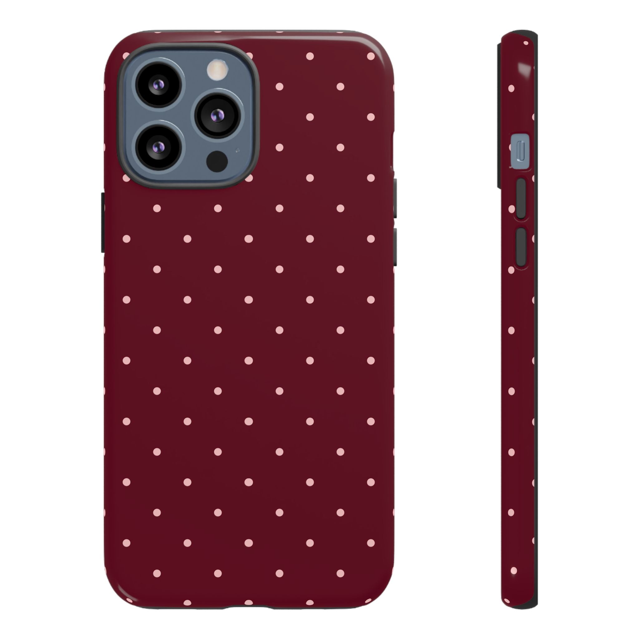 Burgundy Red & Pink Polka Dot Phone Case