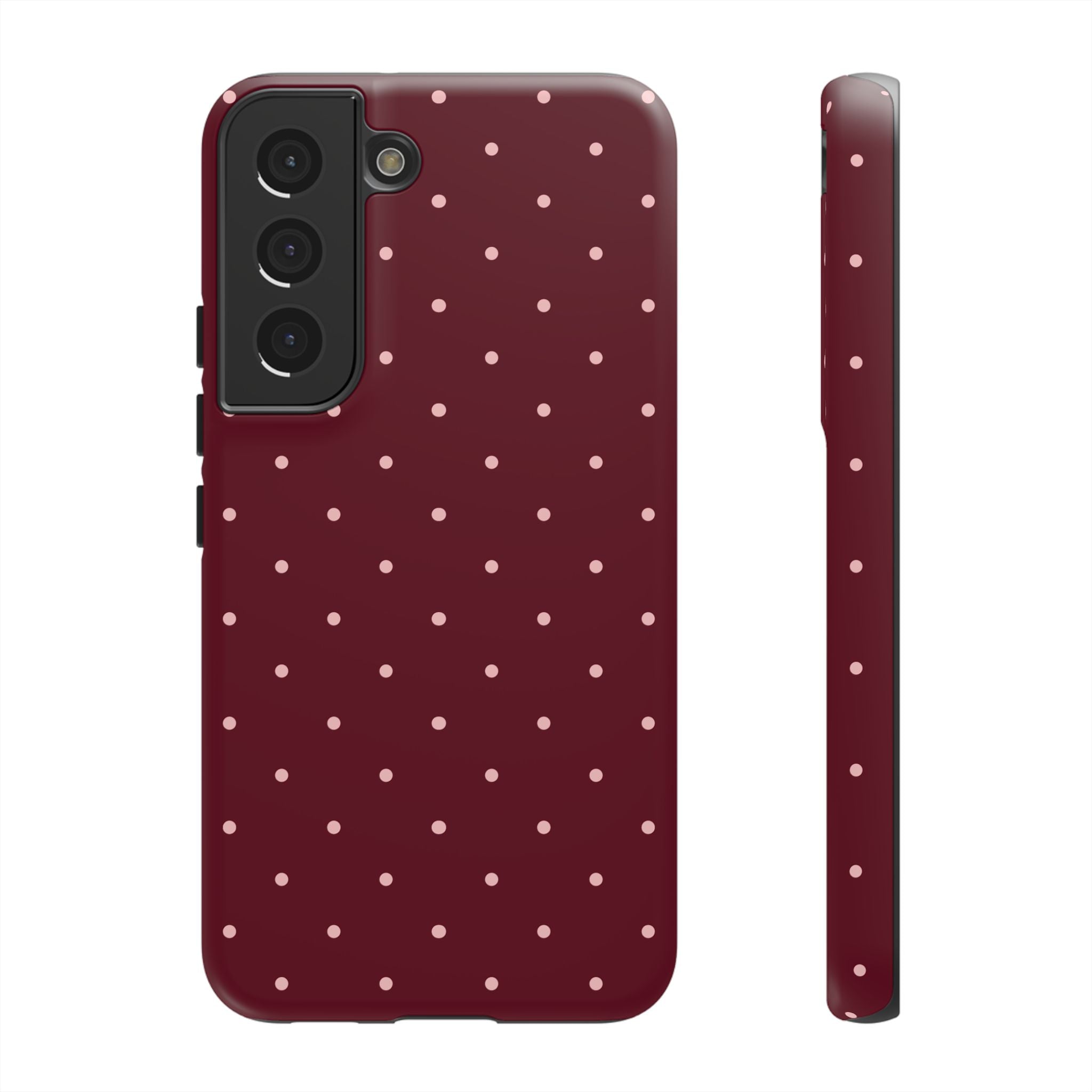Burgundy Red & Pink Polka Dot Phone Case