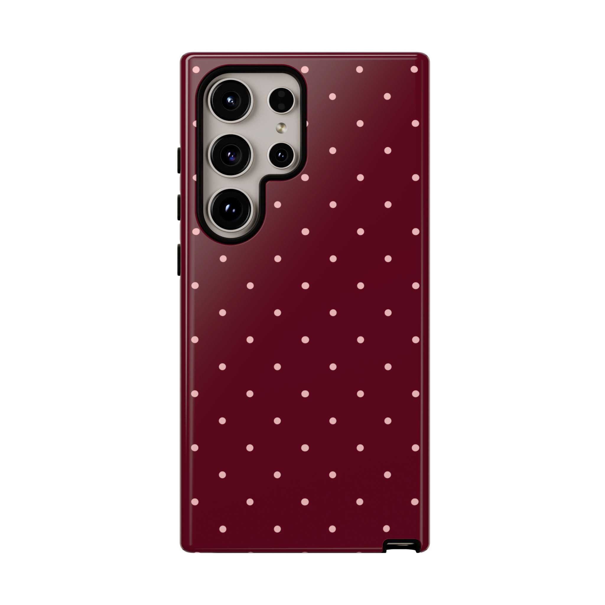Burgundy Red & Pink Polka Dot Phone Case