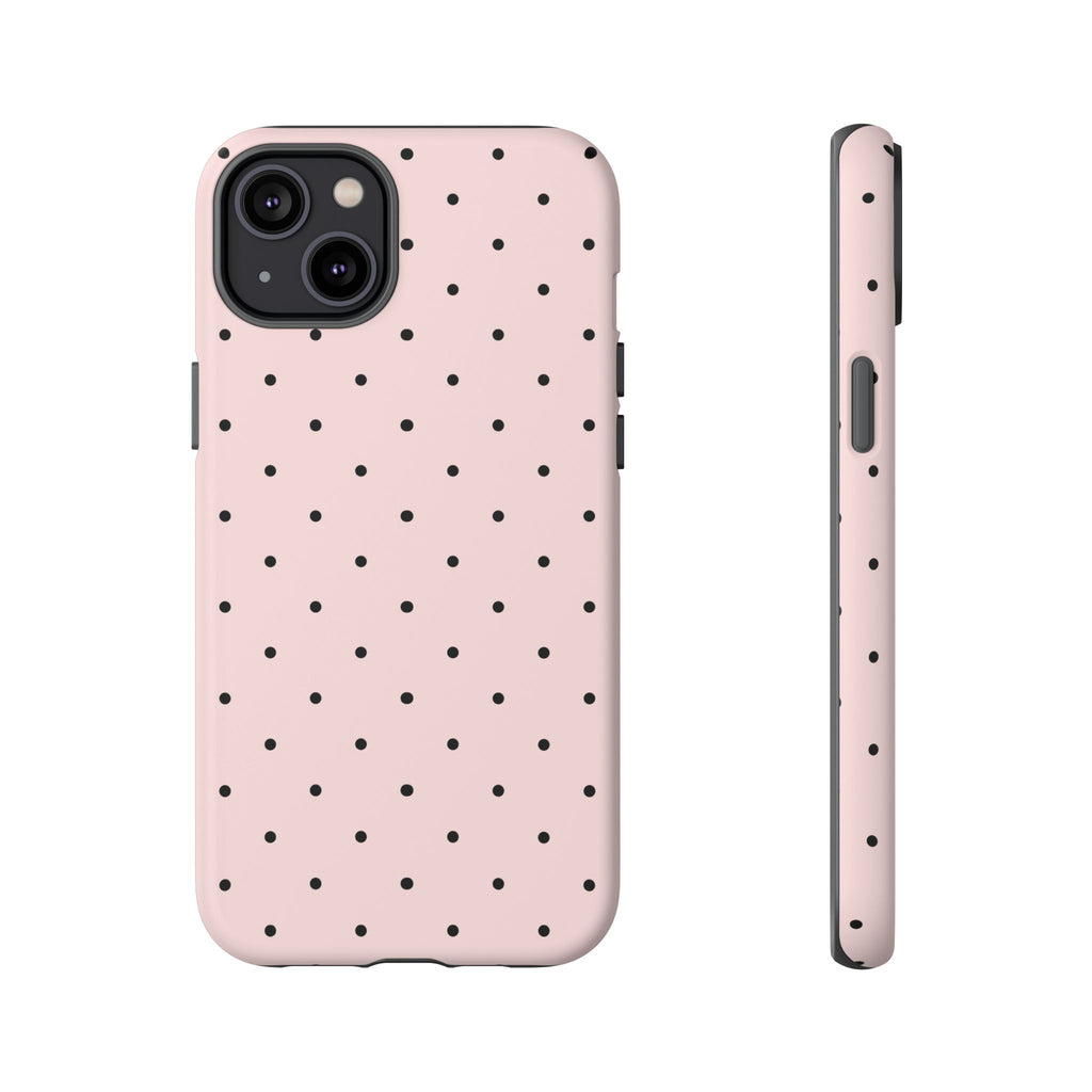 Baby Pink & Black Polka Dot Phone Case