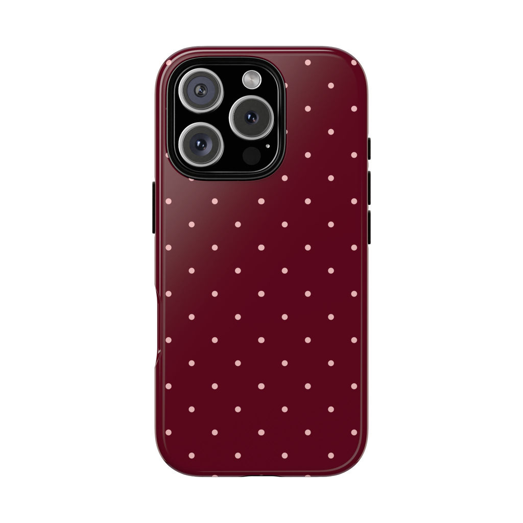 Burgundy Red & Pink Polka Dot Phone Case