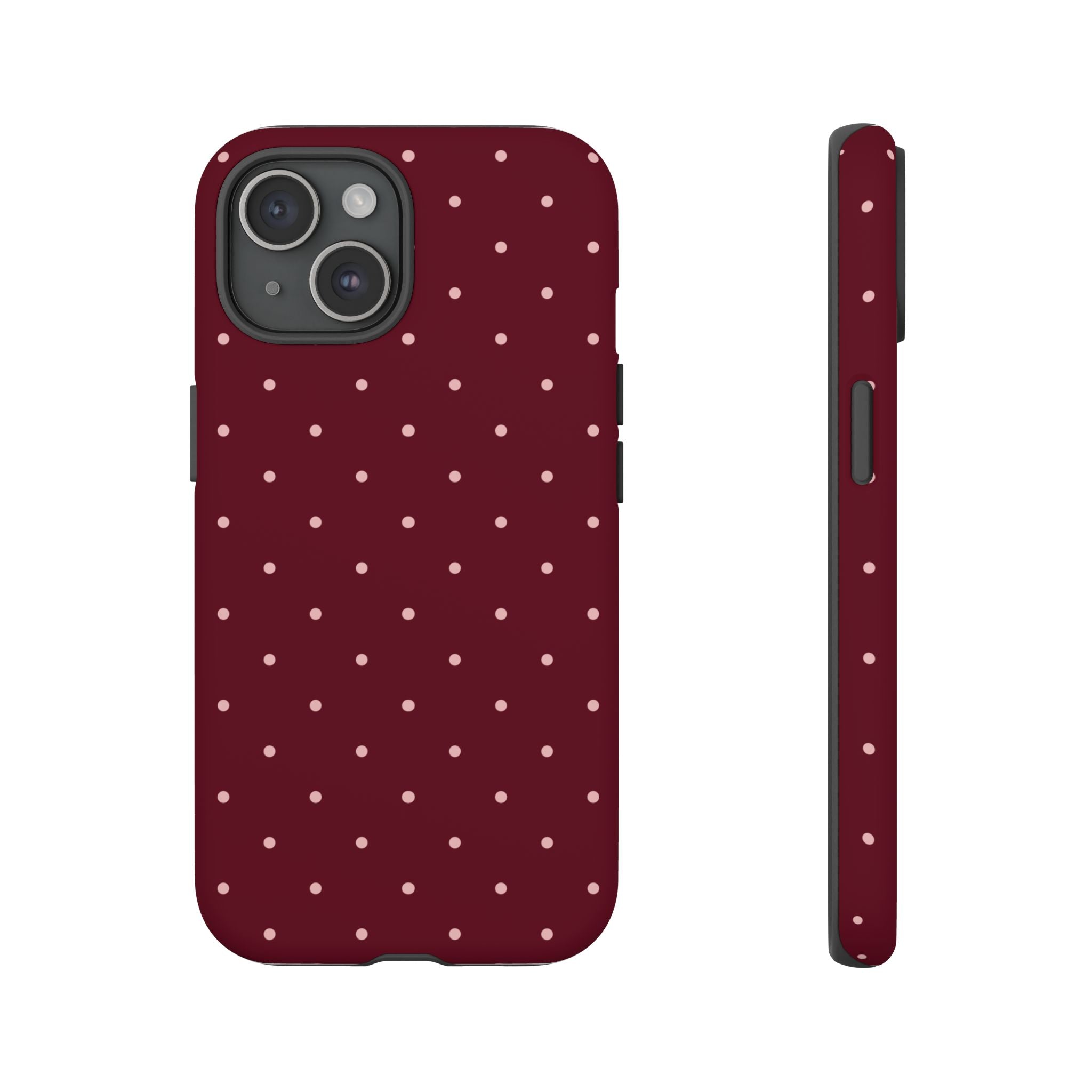 Burgundy Red & Pink Polka Dot Phone Case