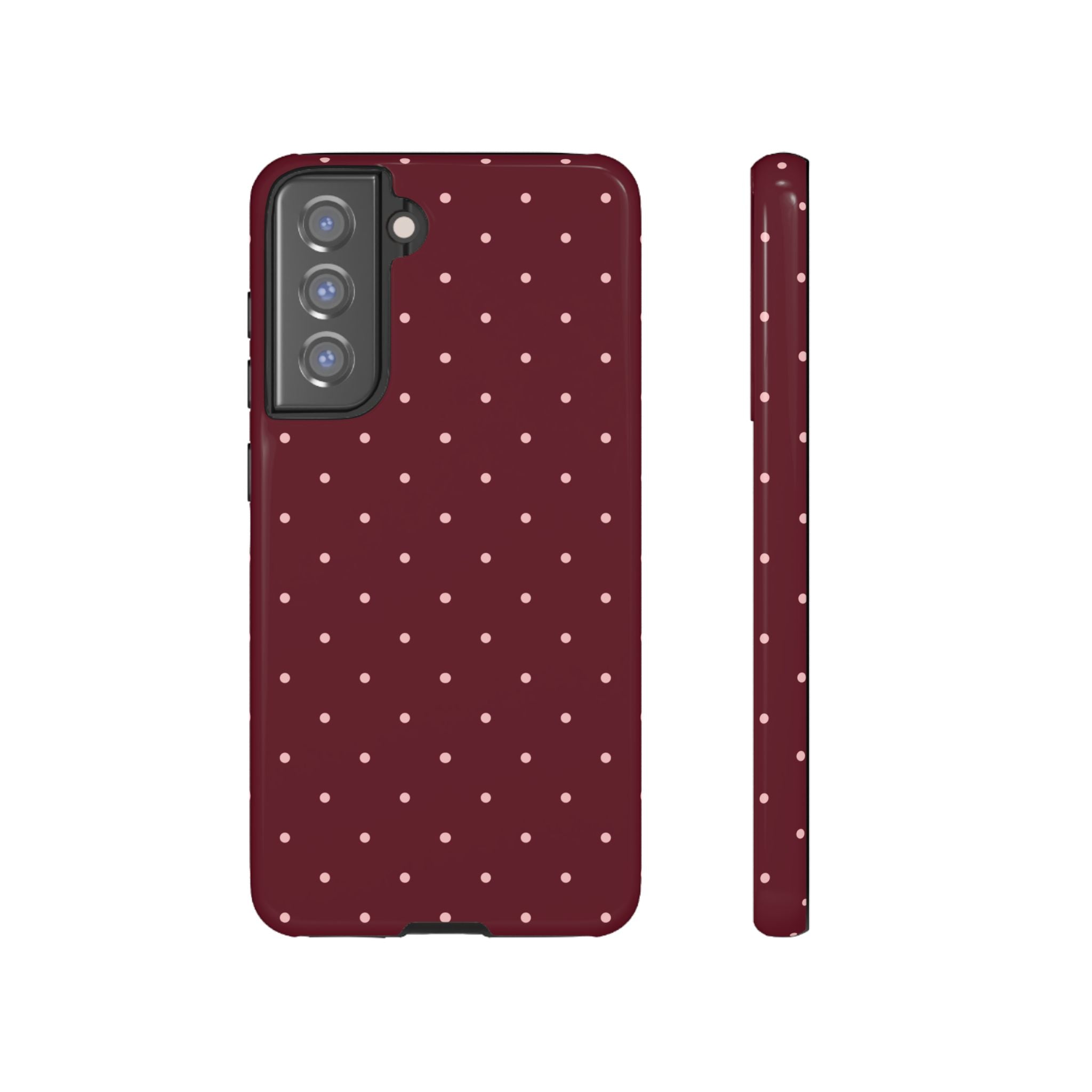 Burgundy Red & Pink Polka Dot Phone Case