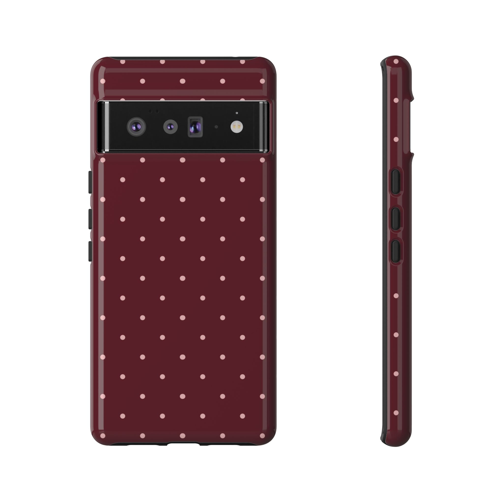 Burgundy Red & Pink Polka Dot Phone Case