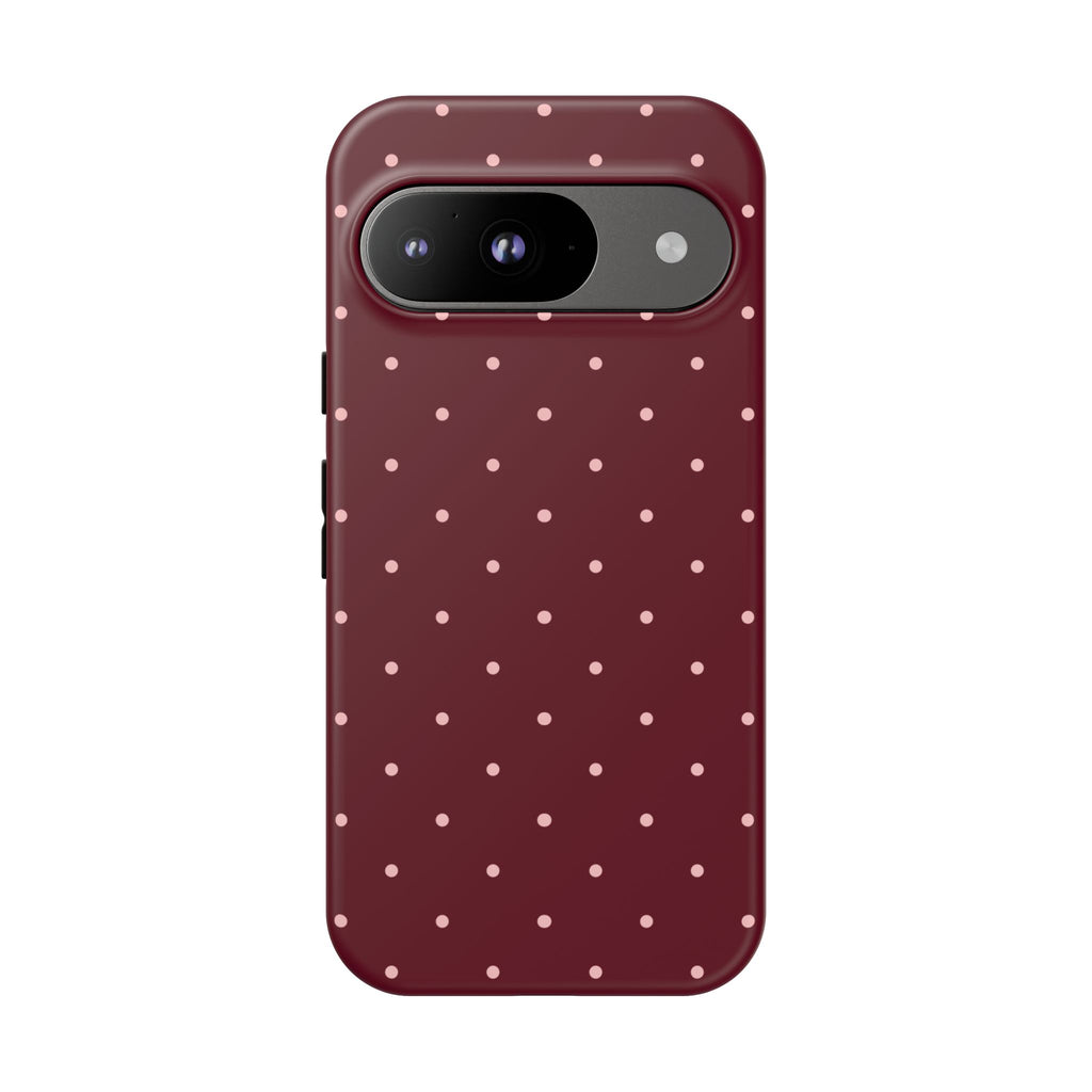 Burgundy Red & Pink Polka Dot Phone Case